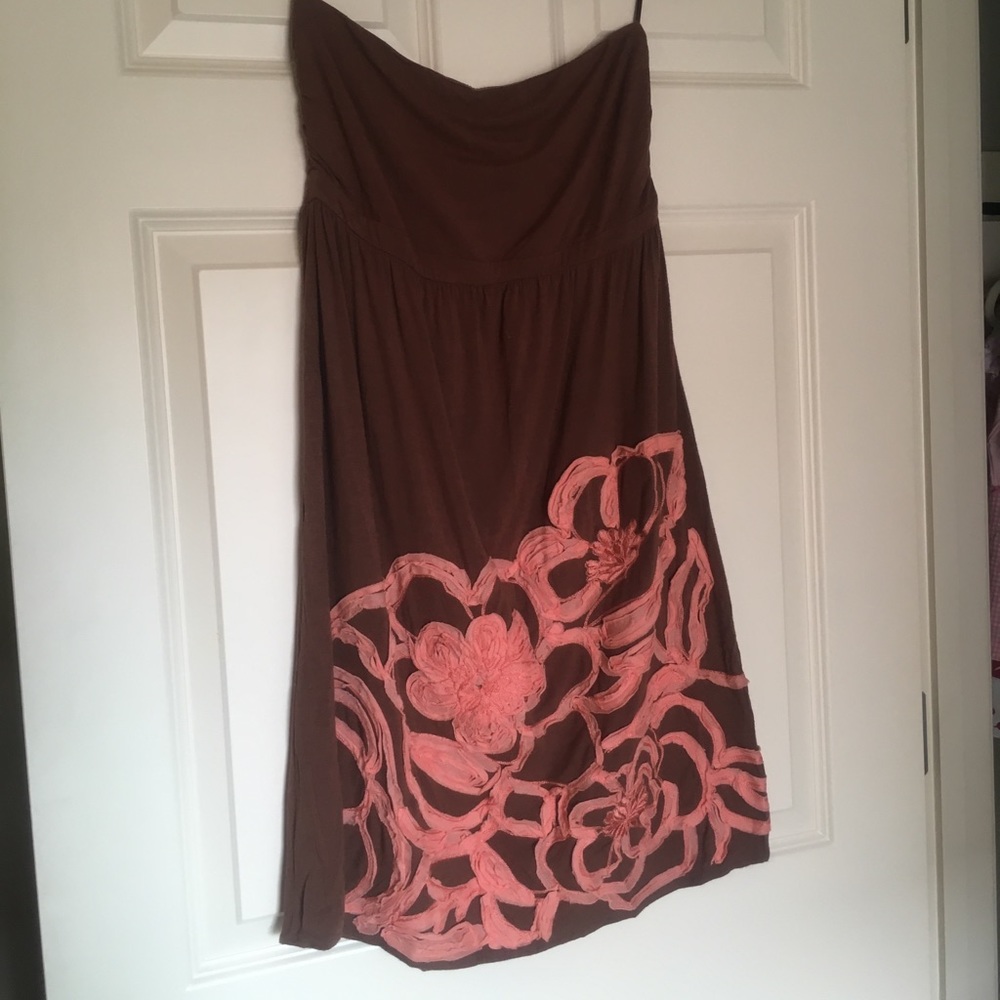 Sweetees Brown and Peach Strapless Sundress